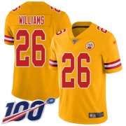 Wholesale Cheap Nike Chiefs #26 Damien Williams Gold Youth Stitched NFL Limited Inverted Legend 100th Season Jersey