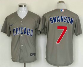 Cheap Men\'s Chicago Cubs #7 Dansby Swanson Grey Stitched MLB Cool Base Nike Jersey