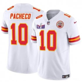 Cheap Men\'s Kansas City Chiefs #10 Isiah Pacheco White F.U.S.E. Super Bowl LVIII Patch Vapor Untouchable Limited Football Stitched Jersey