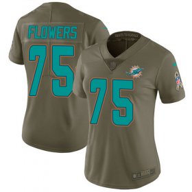 Wholesale Cheap Nike Dolphins #75 Ereck Flowers Olive Women\'s Stitched NFL Limited 2017 Salute To Service Jersey