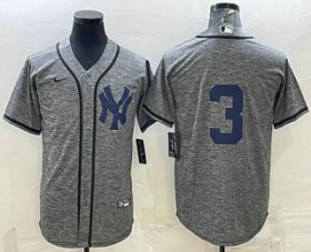 Wholesale Cheap Men\'s New York Yankees #3 Babe Ruth No Name Grey Gridiron Cool Base Stitched Jersey