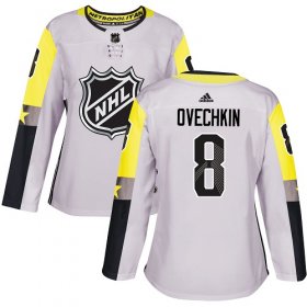 Wholesale Cheap Adidas Capitals #8 Alex Ovechkin Gray 2018 All-Star Metro Division Authentic Women\'s Stitched NHL Jersey