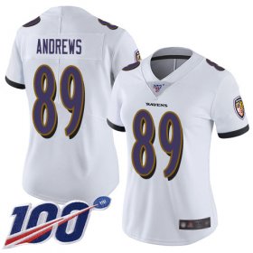 Wholesale Cheap Nike Ravens #89 Mark Andrews White Women\'s Stitched NFL 100th Season Vapor Limited Jersey