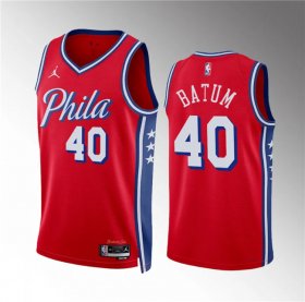 Men\'s Philadelphia 76ers #40 Nicolas Batum Red Statement Edition Stitched Jersey