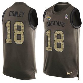 Wholesale Cheap Nike Jaguars #18 Chris Conley Green Men\'s Stitched NFL Limited Salute To Service Tank Top Jersey