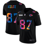 Cheap Kansas City Chiefs #87 Travis Kelce Men's Nike Multi-Color Black 2020 NFL Crucial Catch Vapor Untouchable Limited Jersey