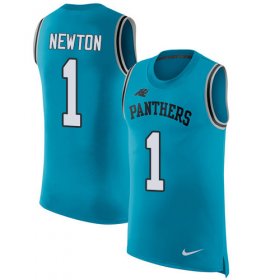 Wholesale Cheap Nike Panthers #1 Cam Newton Blue Alternate Men\'s Stitched NFL Limited Rush Tank Top Jersey