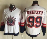 Wholesale Cheap Rangers #99 Wayne Gretzky White CCM Statue of Liberty Stitched NHL Jersey