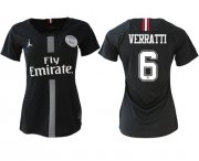 Wholesale Cheap Women's Jordan Paris Saint-Germain #6 Verratti Home Soccer Club Jersey