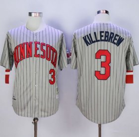 Wholesale Cheap Mitchell And Ness 1987 Twins #3 Harmon Killebrew Grey Throwback Stitched MLB Jersey