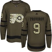 Wholesale Cheap Adidas Flyers #9 Ivan Provorov Green Salute to Service Stitched NHL Jersey