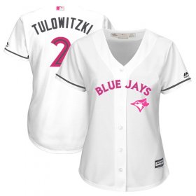 Wholesale Cheap Blue Jays #2 Troy Tulowitzki White Mother\'s Day Cool Base Women\'s Stitched MLB Jersey