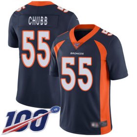 Wholesale Cheap Nike Broncos #55 Bradley Chubb Navy Blue Alternate Men\'s Stitched NFL 100th Season Vapor Limited Jersey