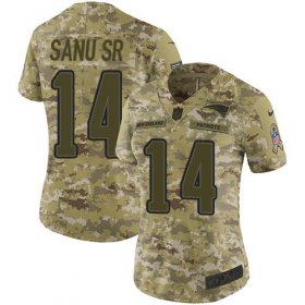Wholesale Cheap Nike Patriots #14 Mohamed Sanu Sr Camo Women\'s Stitched NFL Limited 2018 Salute to Service Jersey