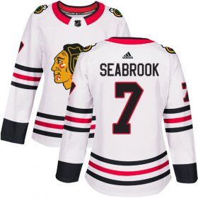 Wholesale Cheap Adidas Blackhawks #7 Brent Seabrook White Road Authentic Women\'s Stitched NHL Jersey