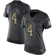 Wholesale Cheap Nike Packers #4 Brett Favre Black Women's Stitched NFL Limited 2016 Salute to Service Jersey
