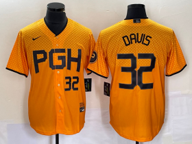Wholesale Cheap Men\'s Pittsburgh Pirates #32 Henry Davis Number Yellow 2023 City Connect Stitched Jersey2