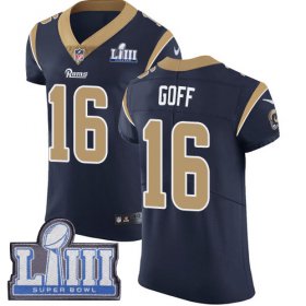 Wholesale Cheap Nike Rams #16 Jared Goff Navy Blue Team Color Super Bowl LIII Bound Men\'s Stitched NFL Vapor Untouchable Elite Jersey