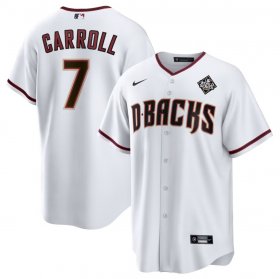 Men\'s Arizona Diamondbacks #7 Corbin Carroll White 2023 World Series Cool Base Stitched Baseball Jersey
