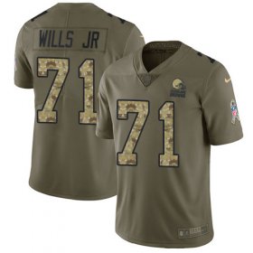 Wholesale Cheap Nike Browns #71 Jedrick Wills JR Olive/Camo Men\'s Stitched NFL Limited 2017 Salute To Service Jersey