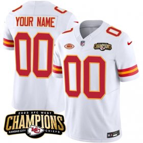 Cheap Men\'s Kansas City Chiefs Active Player Custom White 2023 F.U.S.E. AFC West Champions With NKH Patch Vapor Untouchable Limited Football Stitched Jersey
