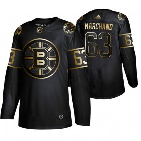 Wholesale Cheap Adidas Bruins #63 Brad Marchand Men\'s 2019 Black Golden Edition Authentic Stitched NHL Jersey
