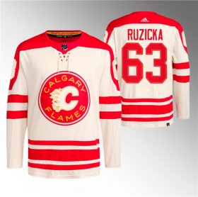 Cheap Men\'s Calgary Flames #63 Adam Ruzicka 2023 Cream Classic Primegreen Stitched Jersey