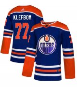 Wholesale Cheap Adidas Oilers #77 Oscar Klefbom Royal Blue Sequin Embroidery Fashion Stitched NHL Jersey