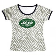Wholesale Cheap Women's New York Jets Sideline Legend Authentic Logo Zebra Stripes T-Shirt