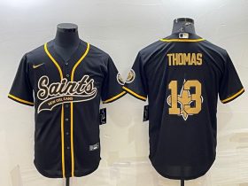 Wholesale Cheap Men\'s New Orleans Saints #13 Michael Thomas Black Team Big Logo With Patch Cool Base Stitched Baseball Jersey