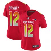 Wholesale Cheap Nike Patriots #12 Tom Brady Red Women's Stitched NFL Limited AFC 2018 Pro Bowl Jersey