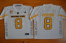Wholesale Cheap Men\'s Arizona State Sun Devils #8 D.J. Foster White Desert Ice 2015 College Football Jersey