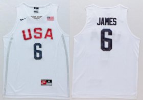 Wholesale Cheap 2016 Olympics Team USA Men\'s #6 LeBron James Revolution 30 Swingman White Jersey