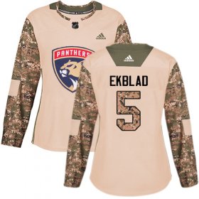 Wholesale Cheap Adidas Panthers #5 Aaron Ekblad Camo Authentic 2017 Veterans Day Women\'s Stitched NHL Jersey