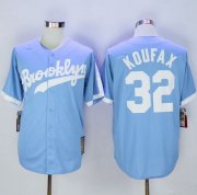 Wholesale Cheap Mitchell And Ness Dodgers #32 Sandy Koufax Light Blue Throwback Stitched MLB Jersey