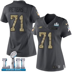Wholesale Cheap Nike Eagles #71 Jason Peters Black Super Bowl LII Women\'s Stitched NFL Limited 2016 Salute to Service Jersey