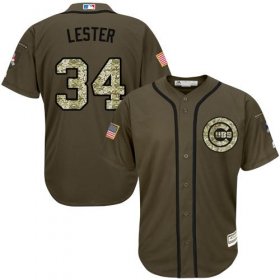 Wholesale Cheap Cubs #34 Jon Lester Green Salute to Service Stitched Youth MLB Jersey