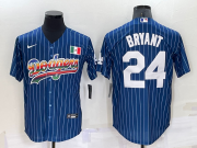 Wholesale Cheap Men's Los Angeles Dodgers #24 Kobe Bryant Rainbow Blue Red Pinstripe Mexico Cool Base Nike Jersey