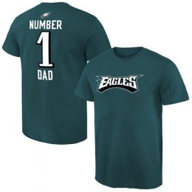 Wholesale Cheap Men\'s Philadelphia Eagles Pro Line College Number 1 Dad T-Shirt Green