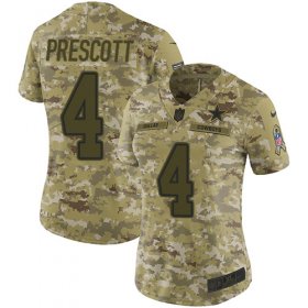 Wholesale Cheap Nike Cowboys #4 Dak Prescott Camo Women\'s Stitched NFL Limited 2018 Salute to Service Jersey