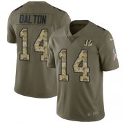 Wholesale Cheap Nike Bengals #14 Andy Dalton Olive/Camo Youth Stitched NFL Limited 2017 Salute to Service Jersey