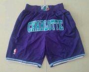 Wholesale Cheap Men's Charlotte Hornets Purple Just Don Shorts Swingman Shorts