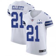 Wholesale Cheap Nike Cowboys #21 Ezekiel Elliott White Men's Stitched With Established In 1960 Patch NFL New Elite Jersey