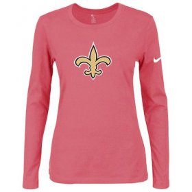 Wholesale Cheap Women\'s Nike New Orleans Saints Of The City Long Sleeve Tri-Blend NFL T-Shirt Pink