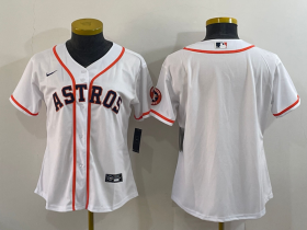 Wholesale Cheap Women\'s Houston Astros Blank White With Patch Stitched MLB Cool Base Nike Jersey