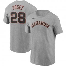 Wholesale Cheap San Francisco Giants #28 Buster Posey Nike Name & Number T-Shirt Gray