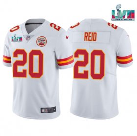 Wholesale Cheap Men\'s Kansas City Chiefs #20 Justin Reid White Super Bowl LVII Patch Vapor Untouchable Limited Stitched Jersey
