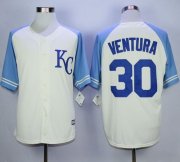 Wholesale Cheap Royals #30 Yordano Ventura Cream Exclusive Vintage Stitched MLB Jersey