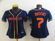 Wholesale Cheap Women's Houston Astros #7 Craig Biggio 2022 Navy Blue City Connect Cool Base Stitched Jersey