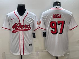 Wholesale Cheap Men\'s San Francisco 49ers #97 Nick Bosa New White With Patch Cool Base Stitched Baseball Jersey